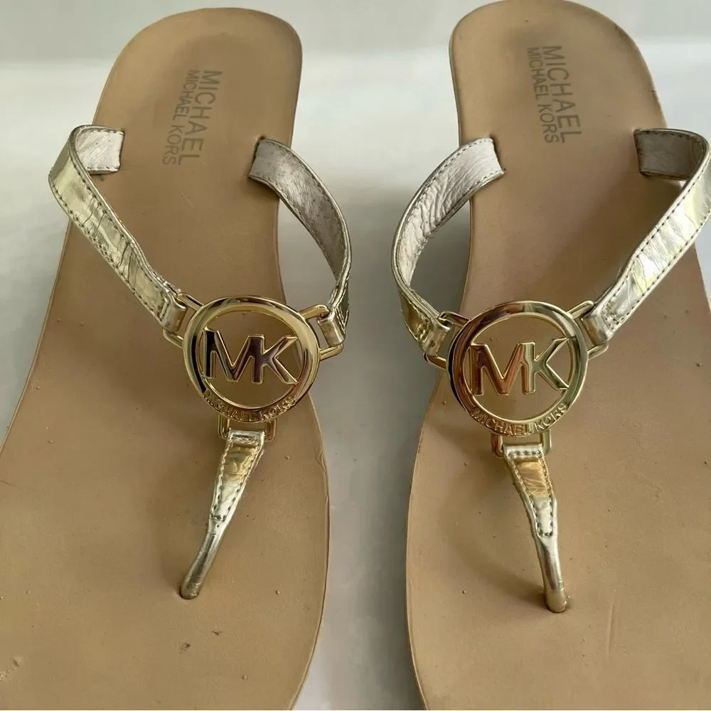 Michael Kors Metallic Gold Wedge Sandals